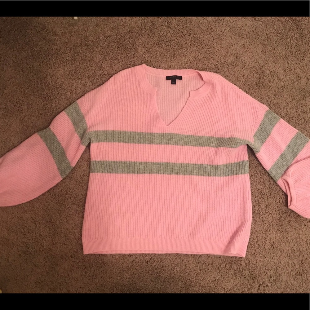 Ann Taylor Pink and Grey Sweater - Size LG Petite